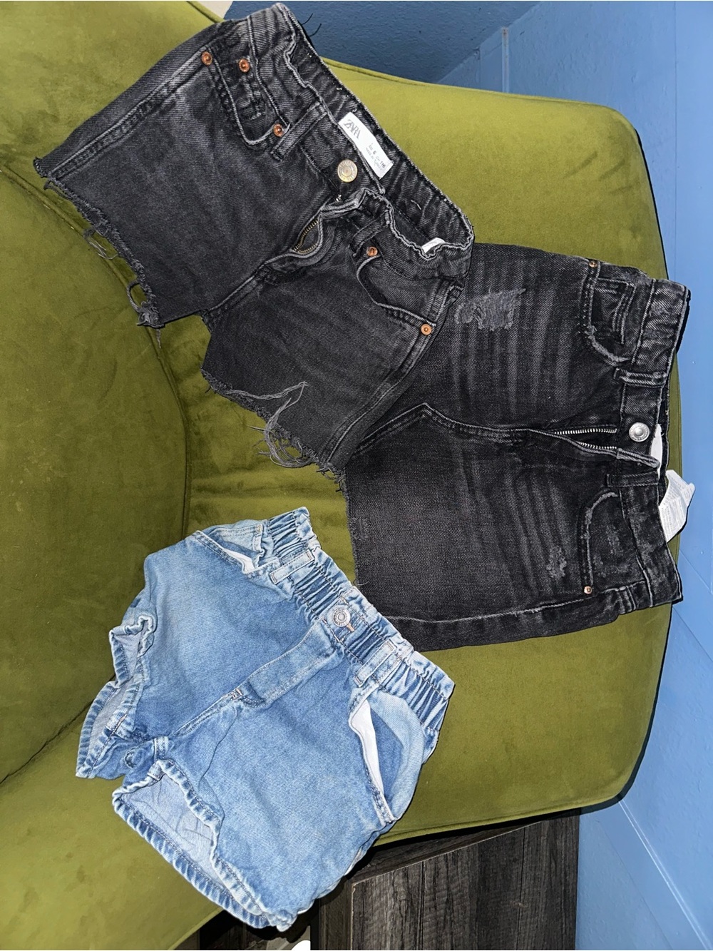 Kids Black Denim Cutoff Shorts - Brand Unknown